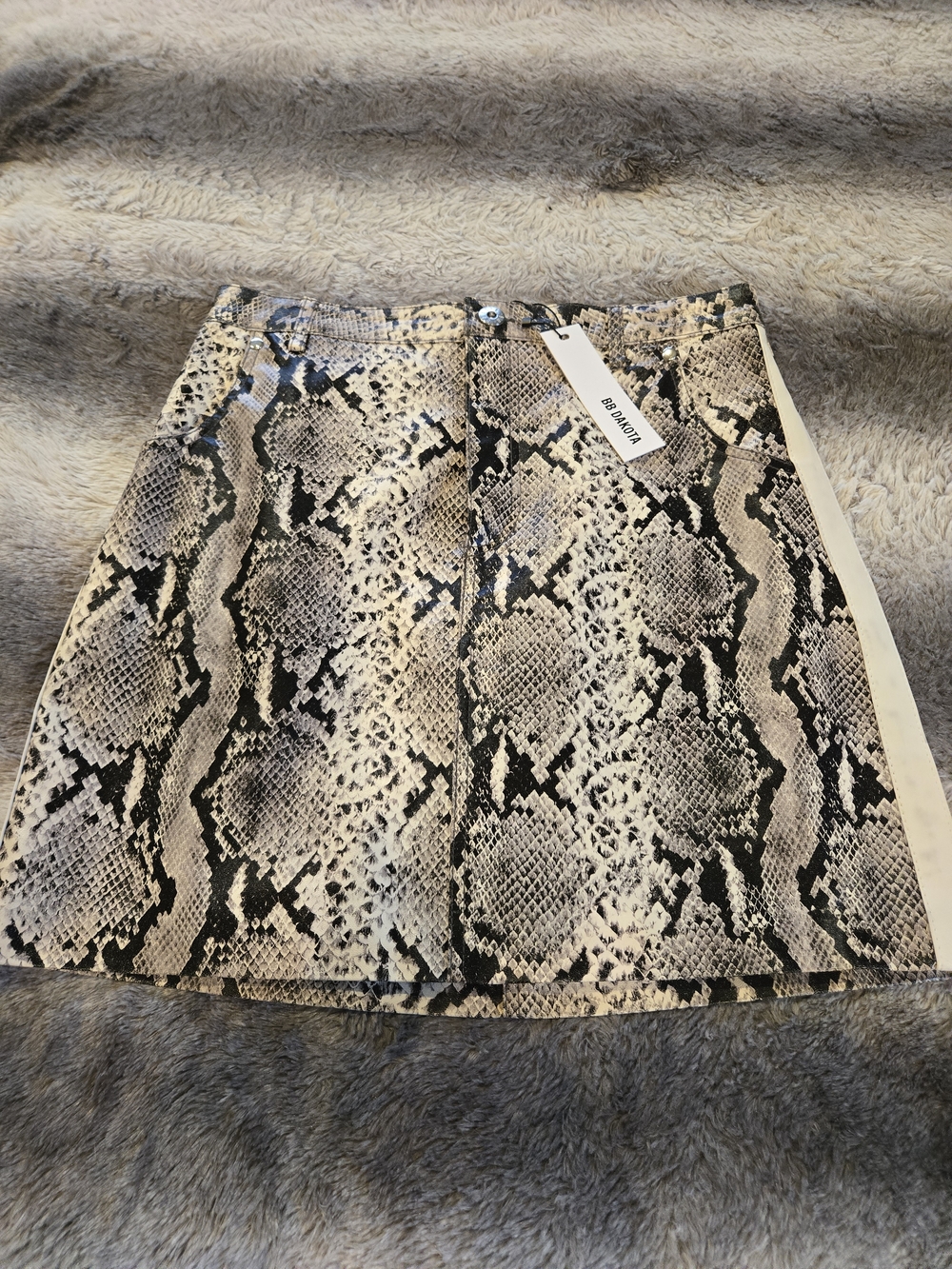 BB Dakota Neutral Snake-Print Mini Skirt